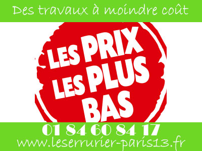 Tarif serrurier Paris 13 : les prix les plus bas